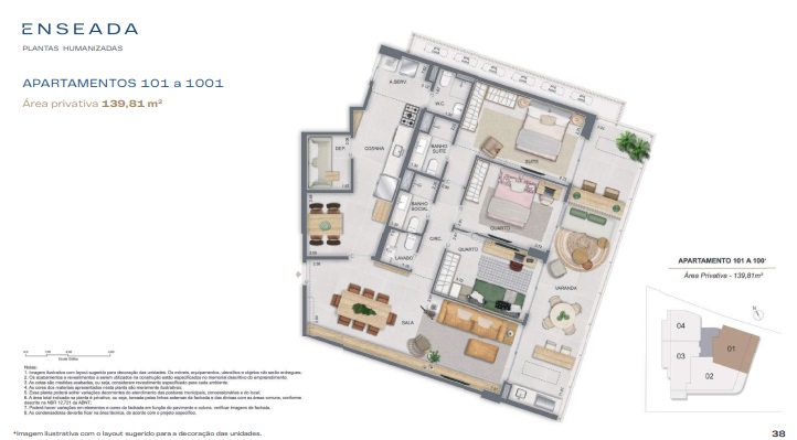 Planta de um apartamento em Lançamento