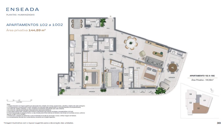 Planta de um apartamento em Lançamento
