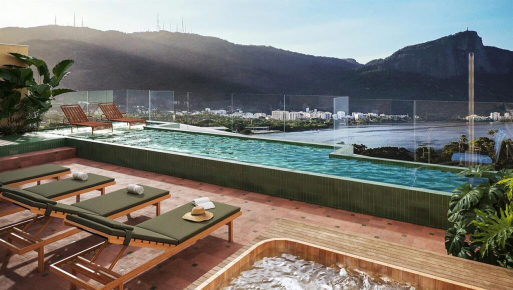 Área de lazer do Parque Studios no Rooftop