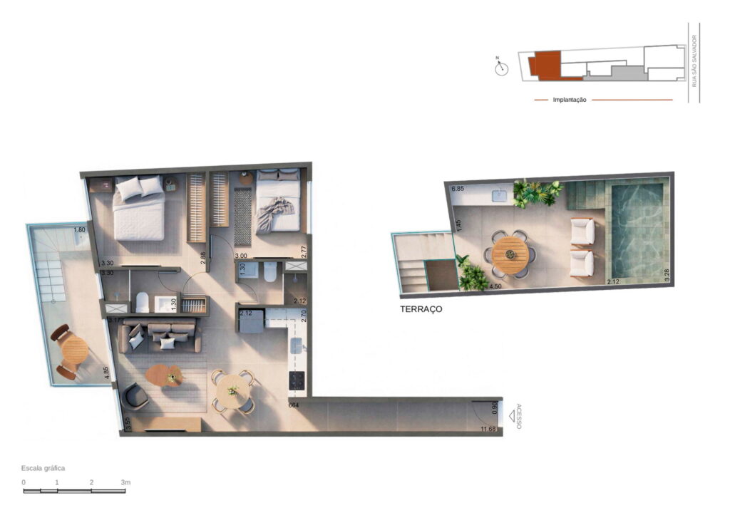 sansa living flamengo planta duplex