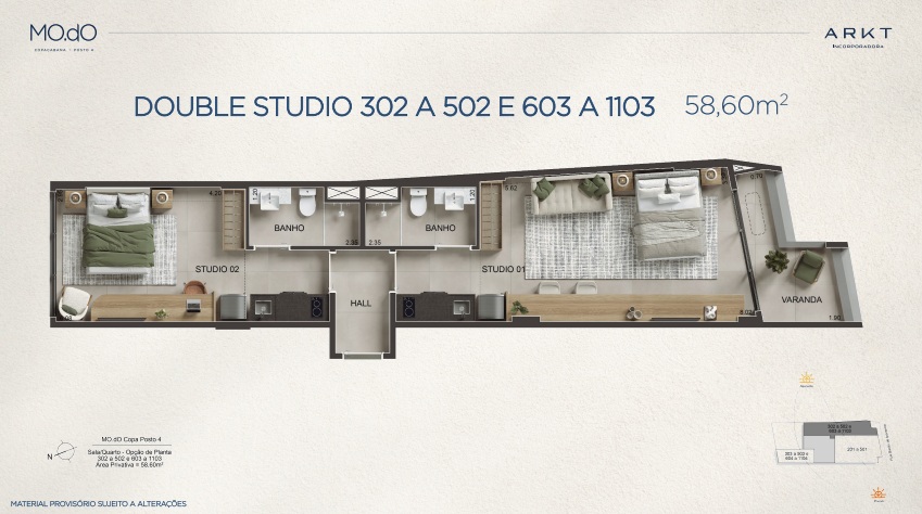 modo copacabana planta studio double