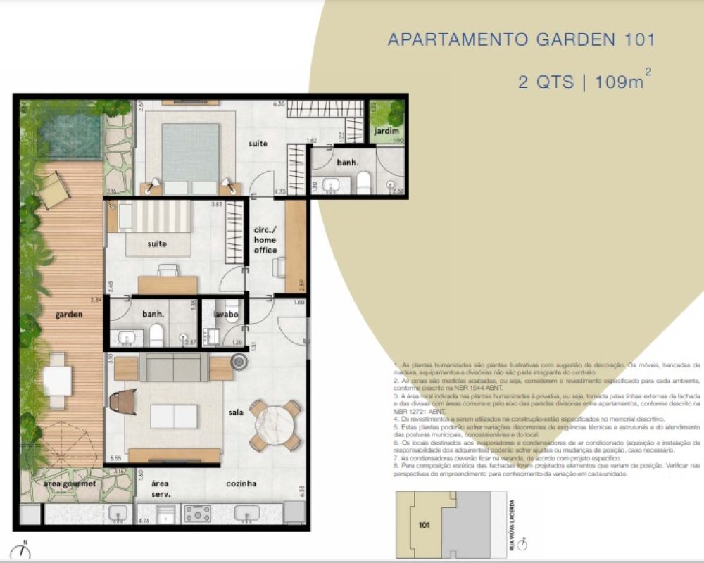 Garden 2 Qts - 109 m²