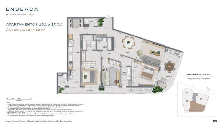 Planta de um apartamento em Lançamento