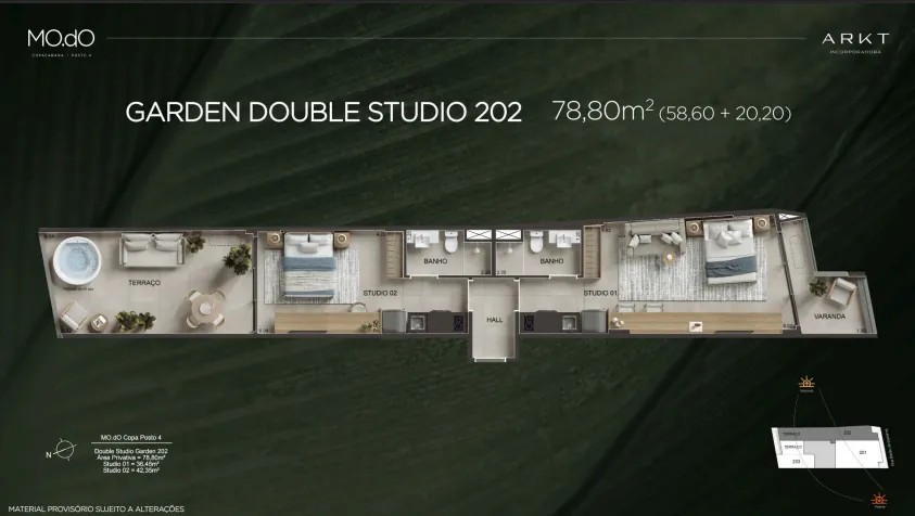 modo copacabana planta garden double studio