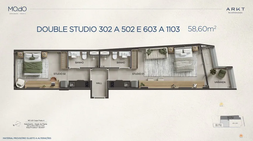 modo copacabana planta studio double